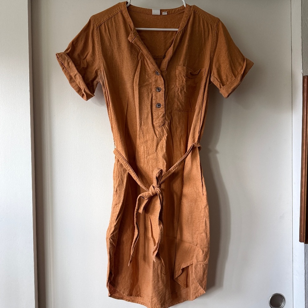 Mustard linen dress